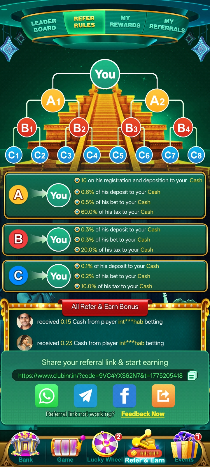 Card Games inside Club Inr